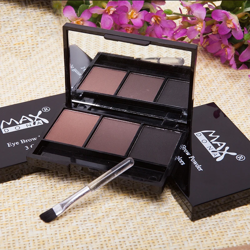 3 Color Eyebrow Powder Palette Cosmetic Brand Eye Brow Enhancer Professional Waterproof Makeup Eye Shadow With Brush Mirror Box