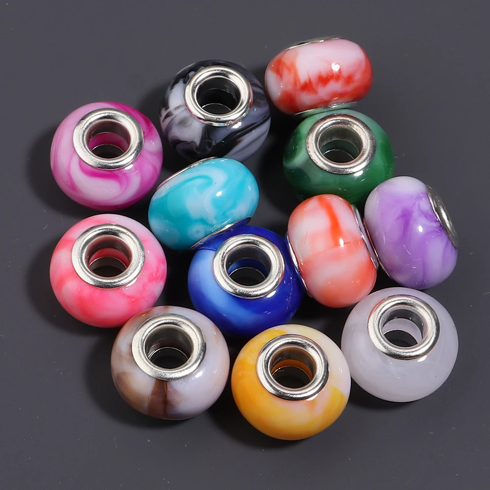 20 Stück/Set 9x14mm Zweifarbige Großloch-Harzperlen Anhänger Lose Zwischenperlen für Schmuckherstellung Zubehör DIY Halskette Armband – Detail 6