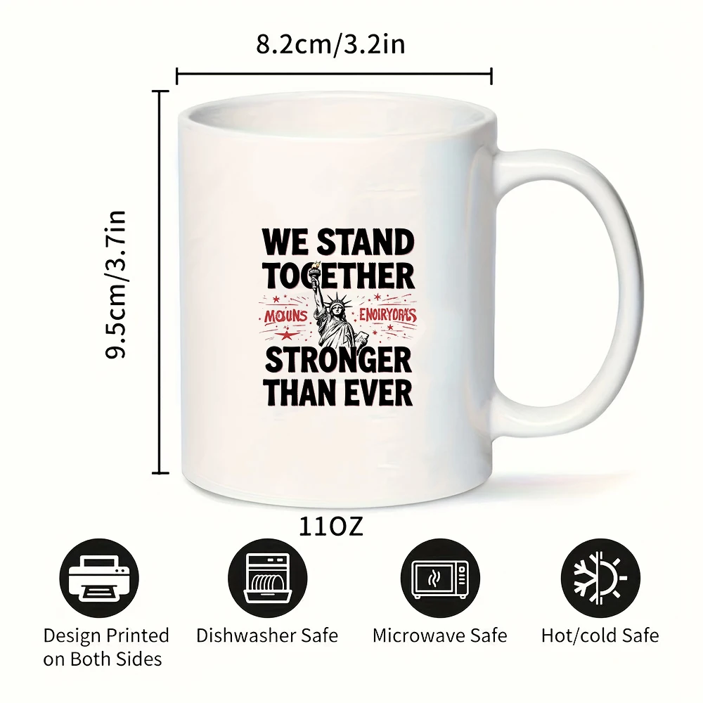 Tasse à café drapeau américain de 11 oz, WE STAND TOGETHER, Statue de la liberté, unité et force, cadeau de noël pour le bureau familial