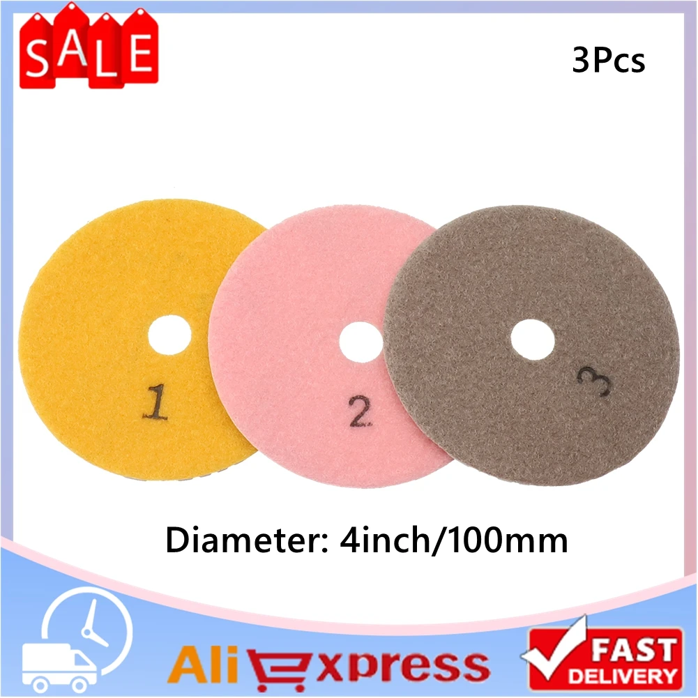 

3Pcs 4inch/100mm Polishing For Pads Granite Polishing Use Wet Or Dry Polishing For Pads Grinding Tool Accessories