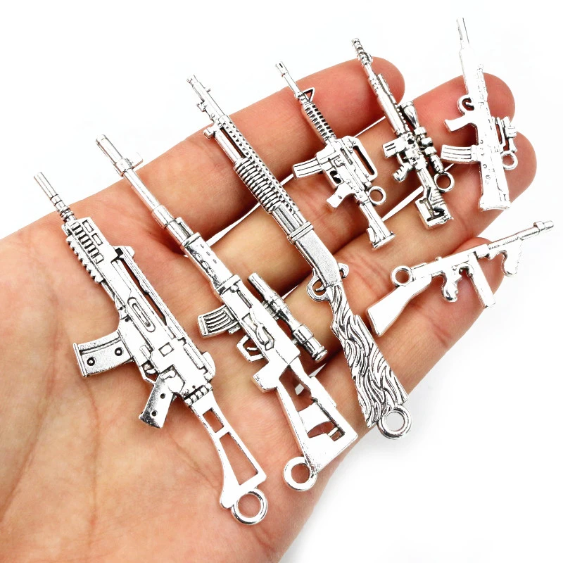 10pcs/lot Antique Silver Plated Spear Gun Charms Pedants DIY Jewelry Making Accessories for Necklace Keychain Craft Findings