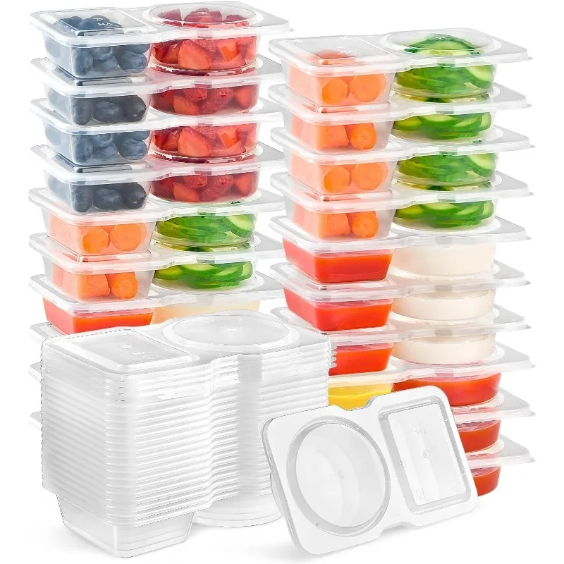 5/10/20/40PCS Double Compartment Seasoning Container with Lid Portable Compartment Snack Container Daily Outdoor Picnic supplies