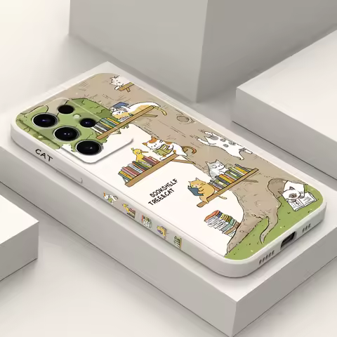 Big Tree Kitten Phone Case For Samsung Galaxy S25FE S24 S23 S22 S21 S20 S10 S10E Ultra Plus FE Note 20 Ultra 10 Plus Cover