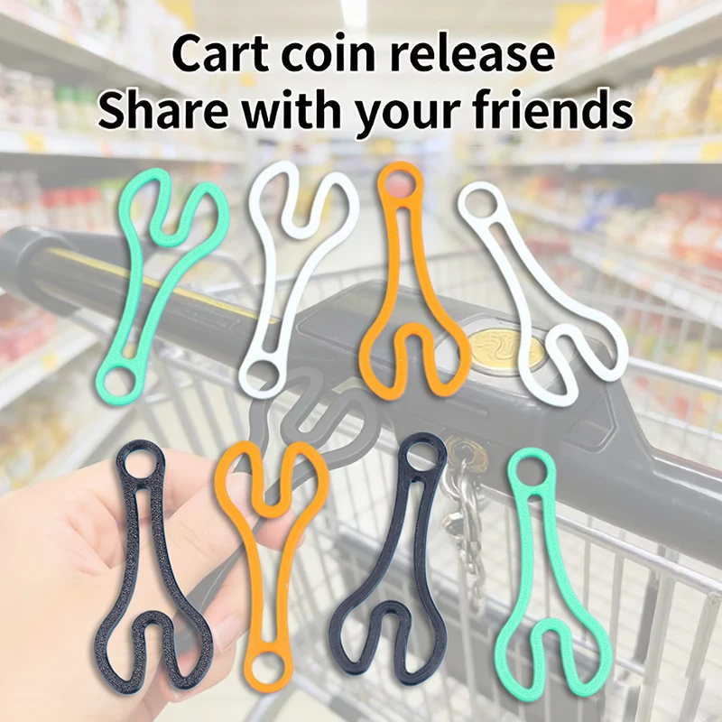 10Pcs 3D Printed Trolley Token Key Ring Shopping Cart Unlock Tool Set for Supermarket Convenience