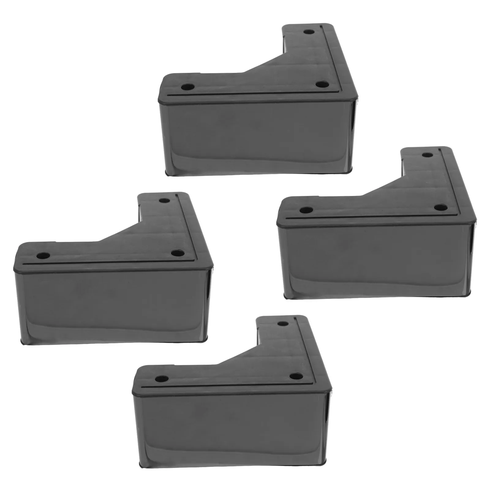 4Pcs Sleek Black Metal L-Shaped Furniture Legs Sofa Extension Feet Bed Riser Legs for Living Room Bedroom Kitchen Desk Shelf