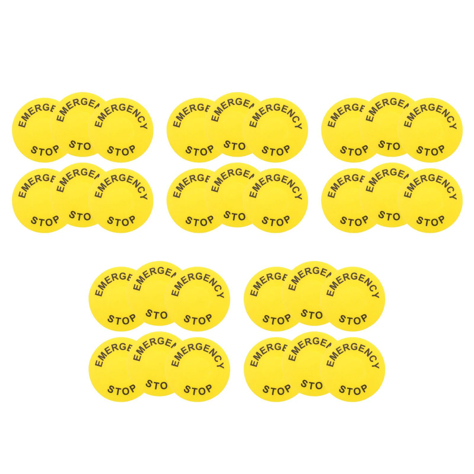 

5 Count Emergency Stop Button Label Sign Applique Safety Warning Push Pvc Sticker