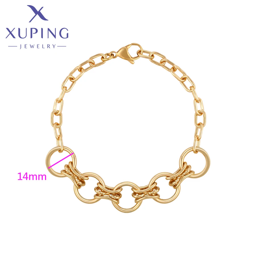 Xuping Jewelry New Arrival Simple Copper Alloy 20cm European Style Fashion Women Bracelet Gold Color X000971590