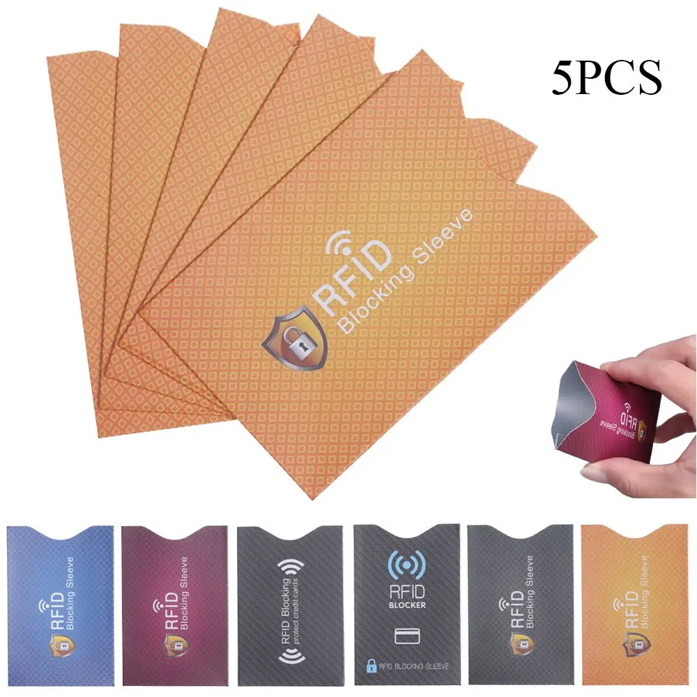 5PCS Fashion Anti-theft Protection Credit Cards Card Holder Blocking Sleeve RFID Blocker Protect Case Cover