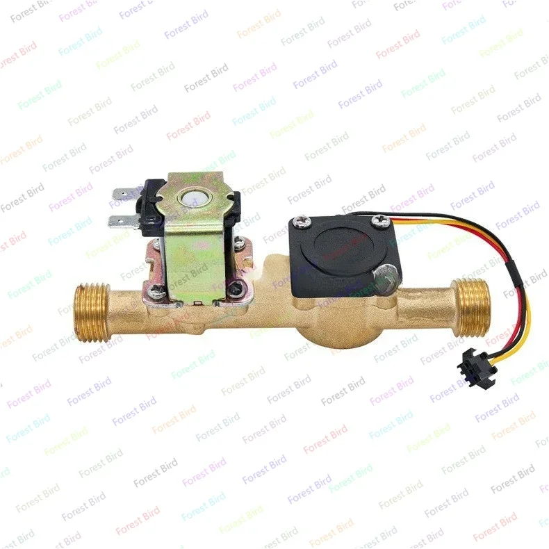 Straight-through Inlet Solenoid Valve Water Distribution Flow Sensor Brass Water Solenoid Valve Flowmeter Integrated Valve