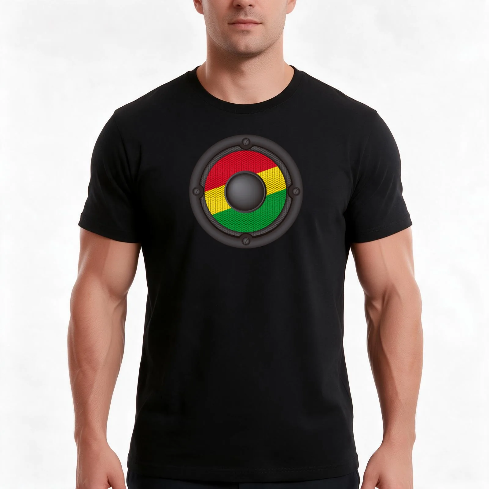 Reggae Music Sound System Rastafari Flag T-Shirt, Summer Casual Cotton Tee, Oversized Streetwear Tops, Vintage Graphic Print