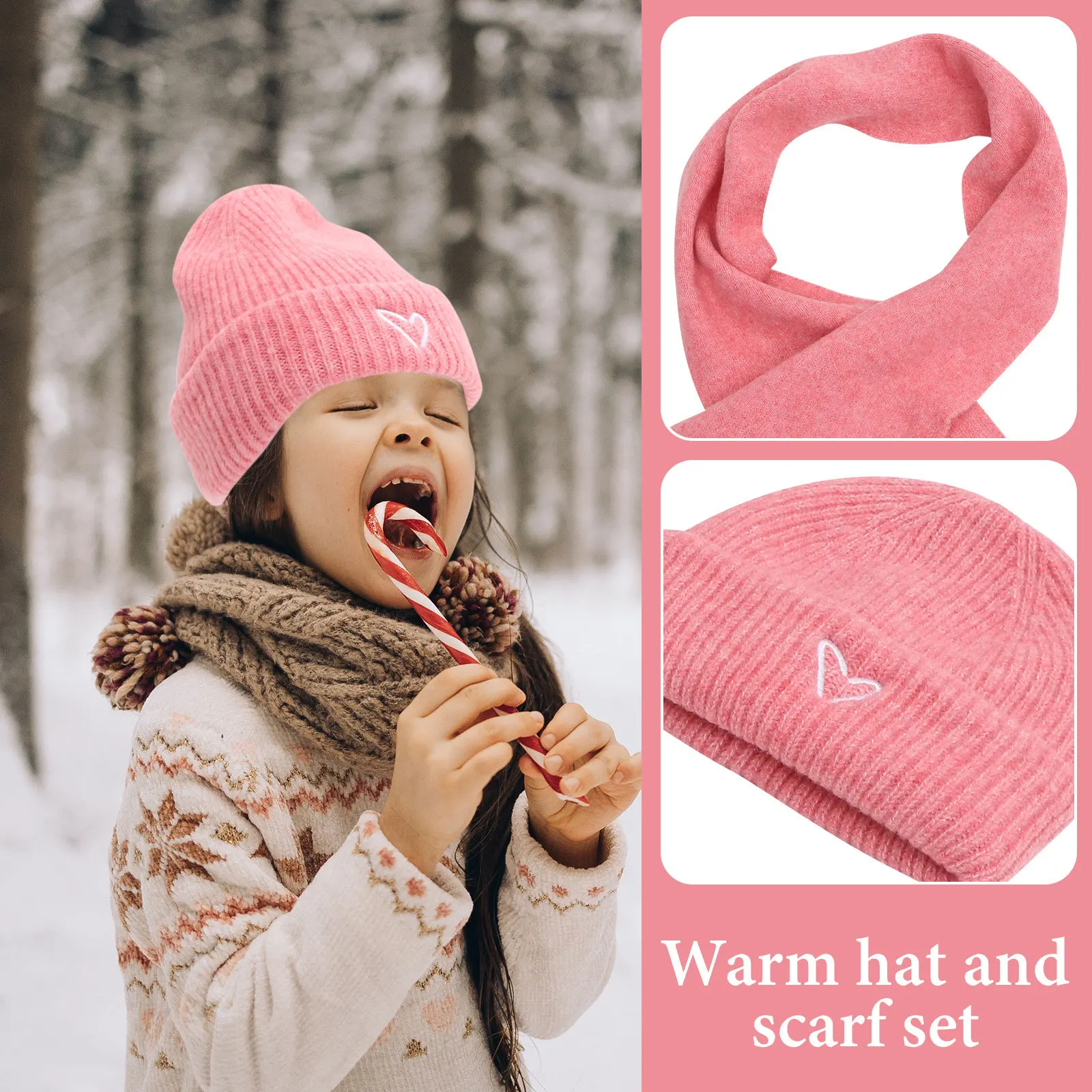 مجموعة واحدة من القبعة الدافئة الصغيرة المطرزة على شكل قلب، ملابس شتوية مريحة وناعمة للاستخدام الخارجي، إكسسوارات ديكور مريحة