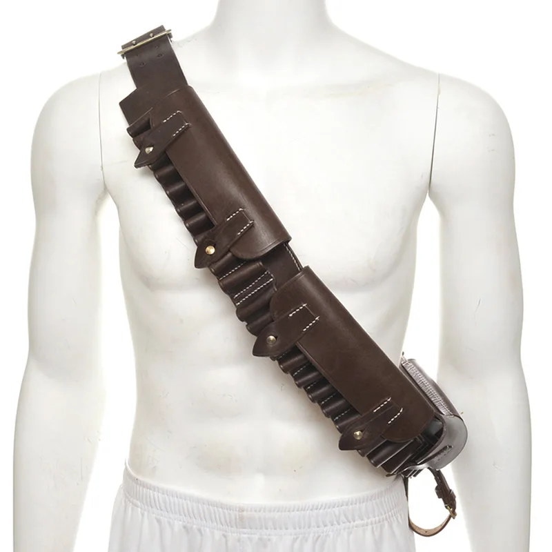 Sand People Tusken Shoulder Belt Cavalry Raider Cosplay Costume PU Leather Cartridge Pouch Bag Ammo Sash Bandolier LARP Props