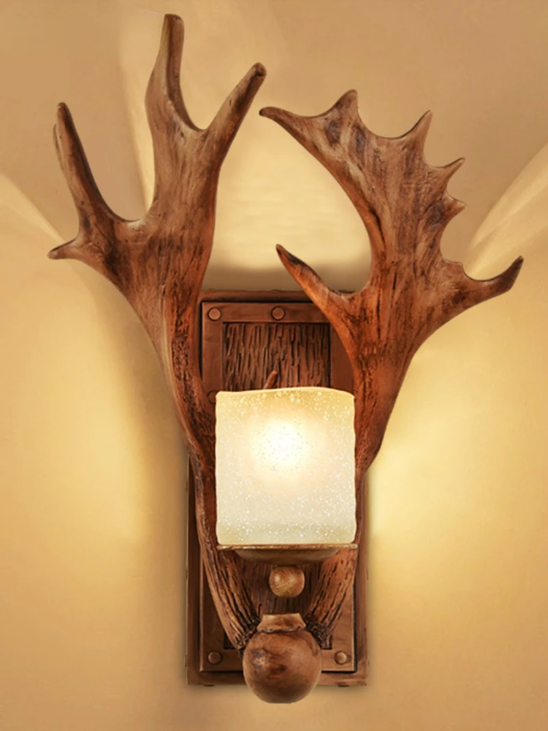 

Nordic Retro Antlers Wall Lamp Industrial Style Living Room Dining Room Bedroom Bedside Lamp