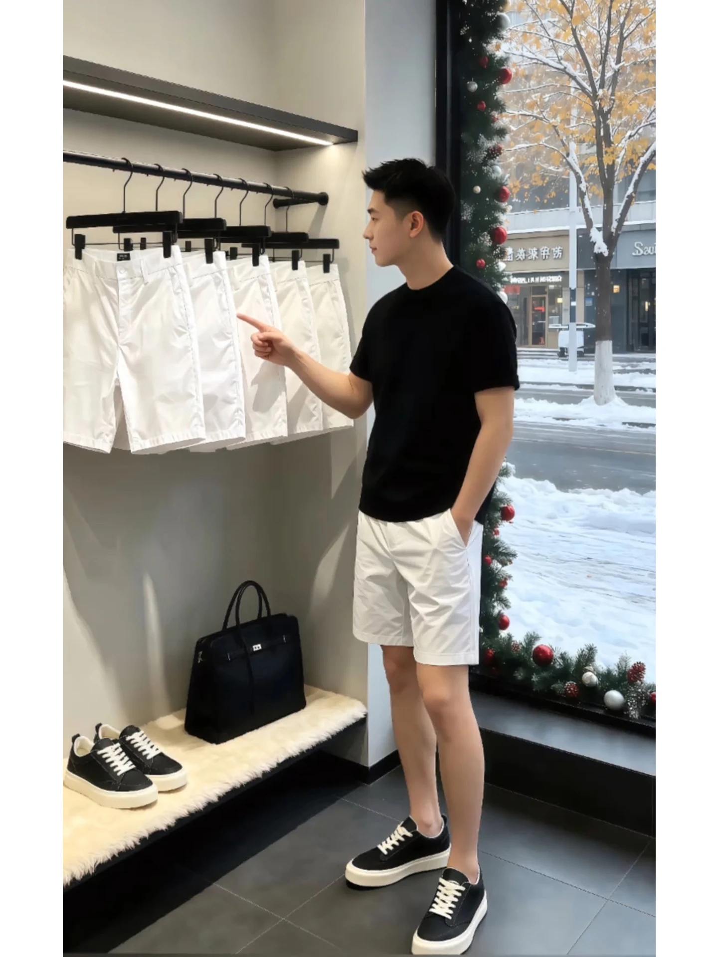 White Quick Dry Men's Shorts Summer Thin Casual Mid-Calf American Straight Leg Five-Quarter Pants Fashionable Lightweight