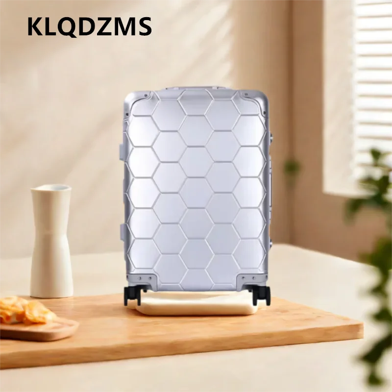 KLQDZMS The New 20-inch Luggage All Aluminum Magnesium Alloy Boarding Box Men's Business Trolley Case Handheld Travel Suitcase