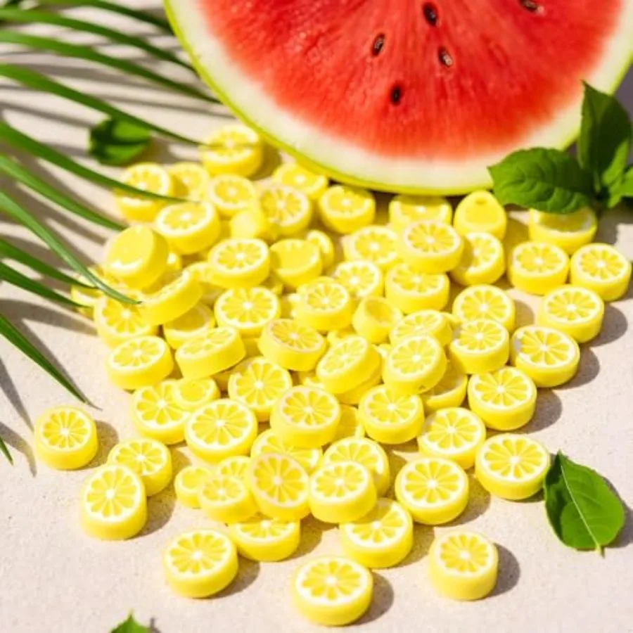 200Pcs Yellow Lemon Polymer Clay Beads Fruit Charm Beads Flat Spacer Beads Jewelry Making Supplies for Necklace Earring Bracele view 4