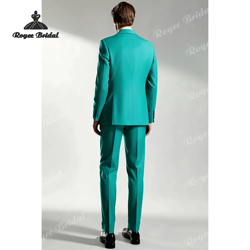 Abito da uomo in due pezzi turchese con un bottone Matrimonio 2026 Abito da sera formale con risvolto a punta Abiti personalizzati para hombre