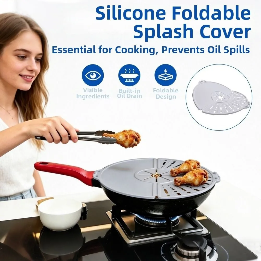 

Foldable Splatter Cover Spill-Proof Food Grade Oil Splash Cover Hollow Out Heat-resistant Anti-Overflow Cover Bacon Cooking