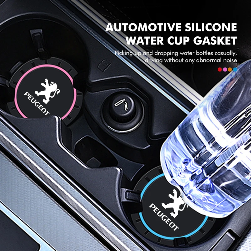 Car Coasters Silicone Water Cup Pads Non-Slip Mats Universal For Peugeot 307 308 206 207 208 407 508 5008 106 107 205 4008 301