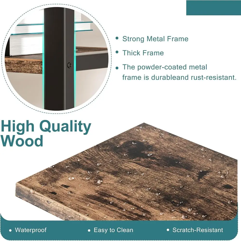 5-Tier Arched Bookshelf - Rustic Brown, Storage Organizer for Home Office and Living Spaces