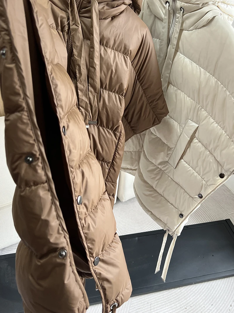 Schinteon Women 90% White Duck Down Irregular Vest with Hood Sleeveless Jacket Solid Fashionable Autumn Winter Top 2025 New