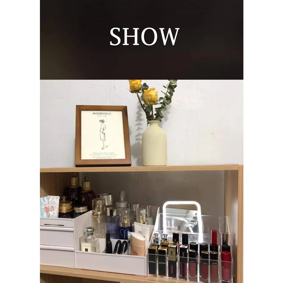 صندوق تخزين مستحضرات التجميل ذو سعة كبيرة لمنظم العناية بالبشرة مع مقصورات متعددة لتخزين فرش المكياج وأحمر الشفاه والأظافر