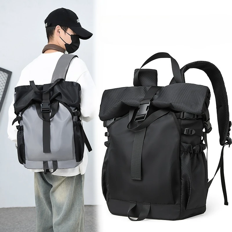 

New Style Fashionable Double-shoulder Bag with Rolled-up Opening, Large Capacity Computer Bag, Outdoor and Casual Travel Bag