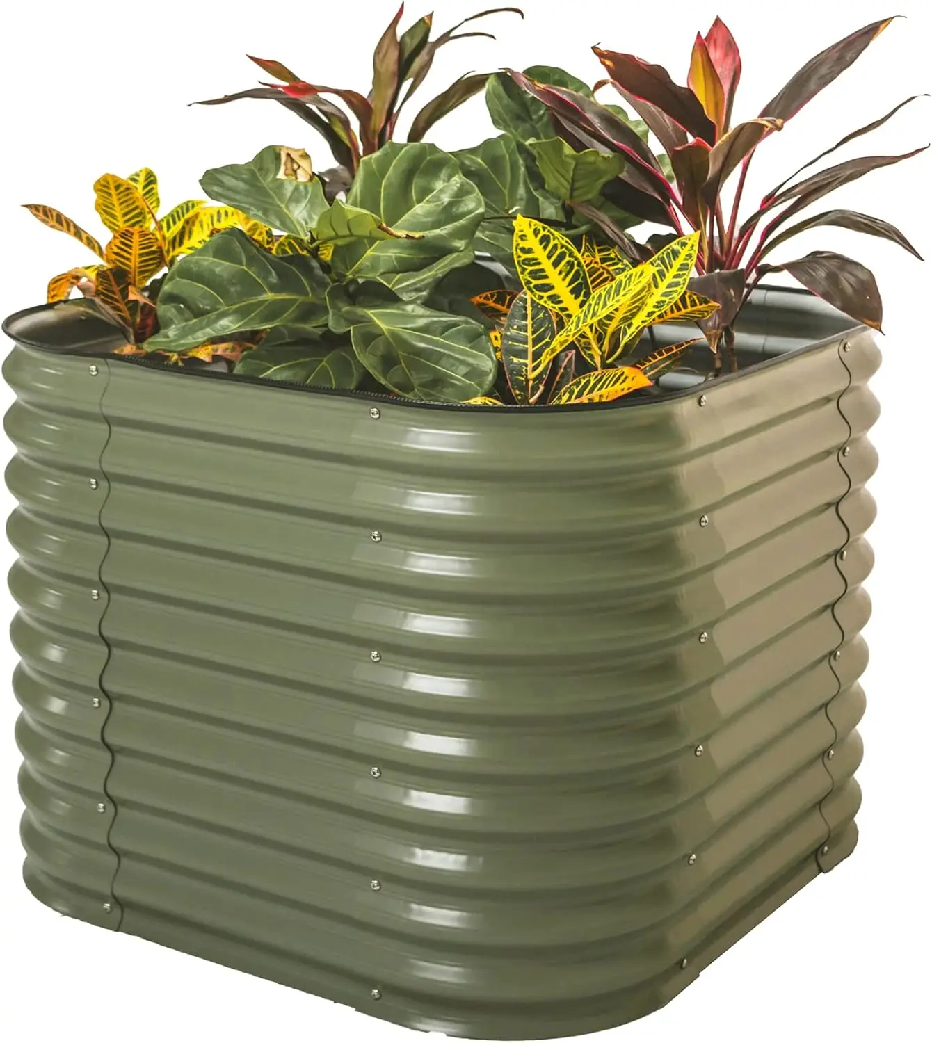 

32" Extra Tall Raised Garden Bed Kits,4 in 1 Modular Raised Planter Box for Vegetables Flowers Fruits Oval Metal Raised Garden-O