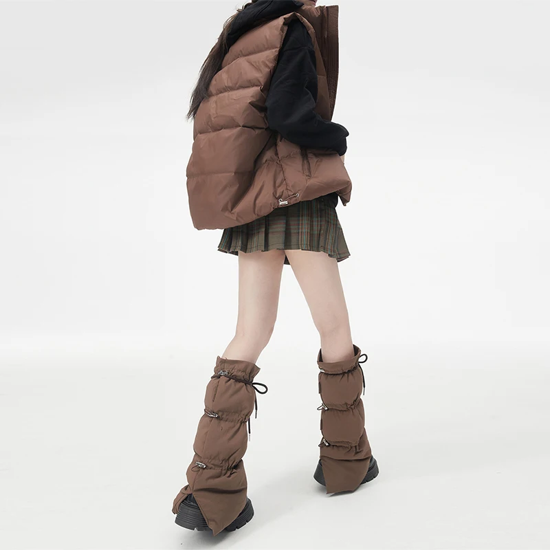 Calentadores de piernas cálidos de invierno para mujer, calcetines de terciopelo 90 a prueba de viento, cubierta para botas, chica japonesa Lolita JK, cubierta protectora cálida para piernas