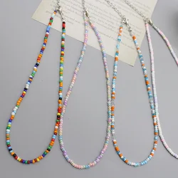 Simple Seed Beads Choker  Women Korean Fashion Charm Colorful Handmade Boho Collar Chain Neck Necklace Femme Jewelry  Gift