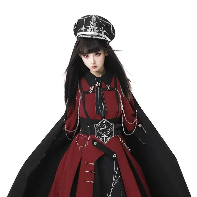 

New Scarlet Knight Red Long Sleeved Shirt OP Army Lo Elegant Temperament Lolita Fiesta Carnival Halloween Cosplay Women Skirt