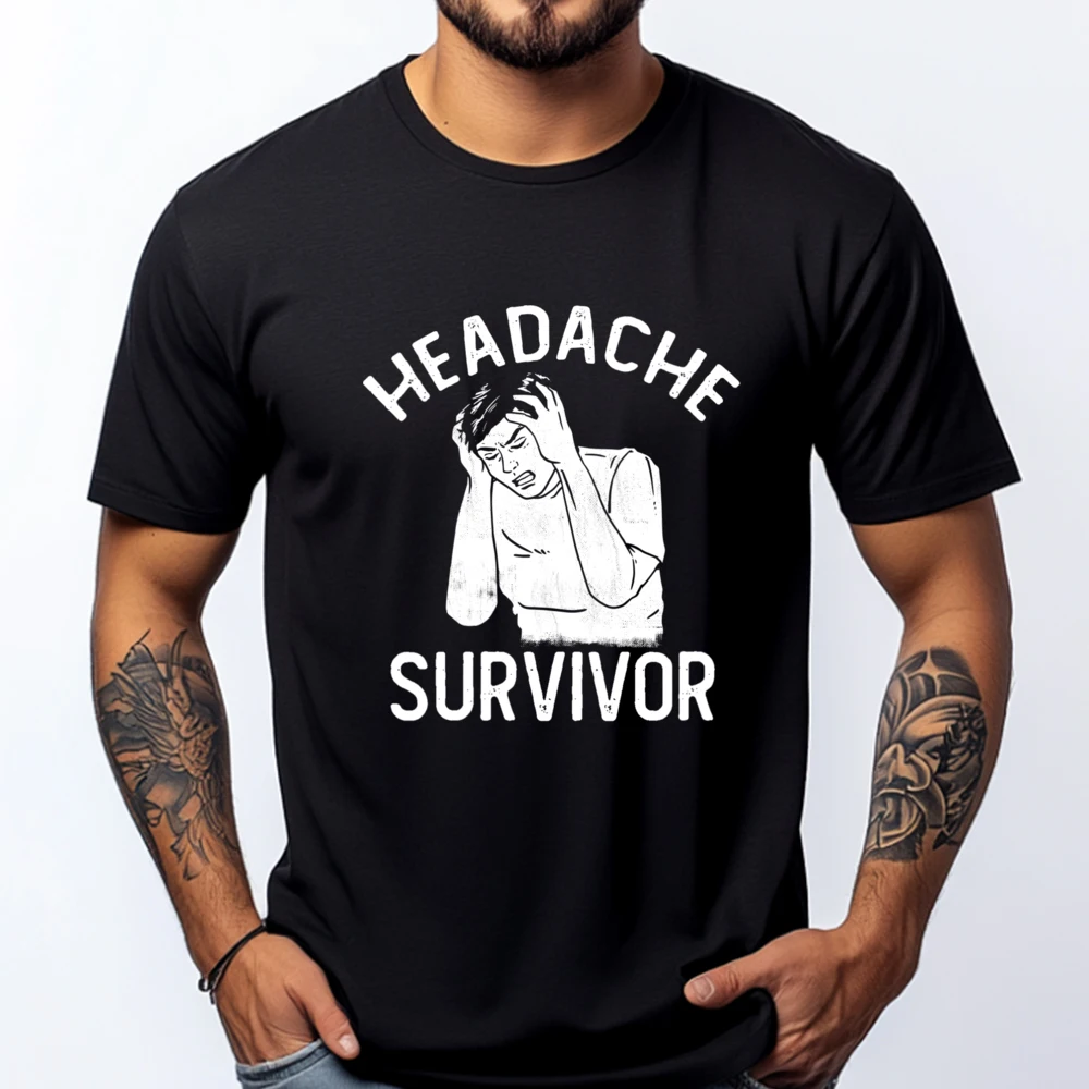 

Headache Survivor Saying Brand T Shirt Funny Gifts Printed On Short Sleeve Graphic T Shirt Comfortable Tshirts