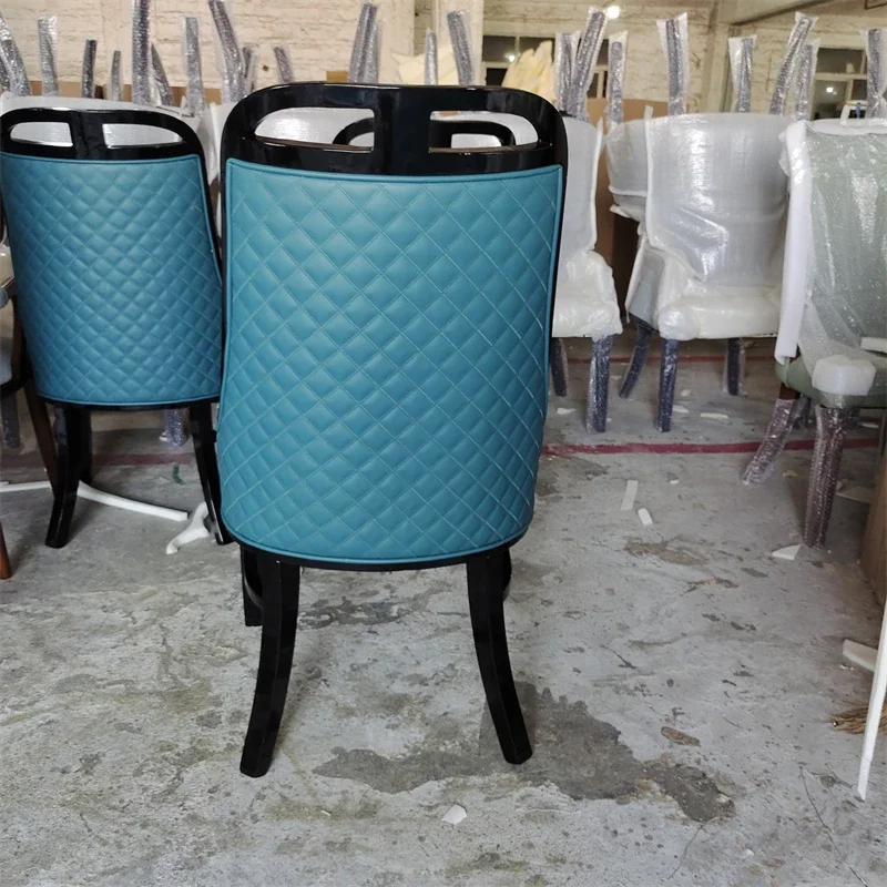 كرسي خفيف فاخر وحديث من الخشب الصلب وحقيبة ناعمة ومسند ظهر لتناول الطعام وصندوق فندق منزلي كرسي مطعم من الجلد PU #5