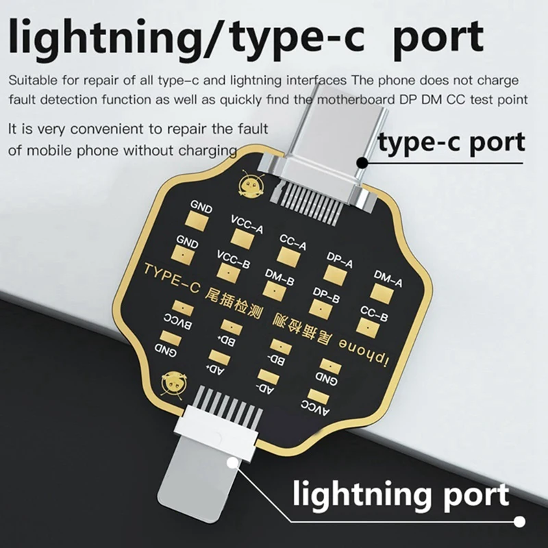 Niet-Verwijderende Mobiele Telefoon Staart Plug Testbord Staart Inbrengen Tester Voor Iphone Type-C Telefoon Snelladen Detectie Tool