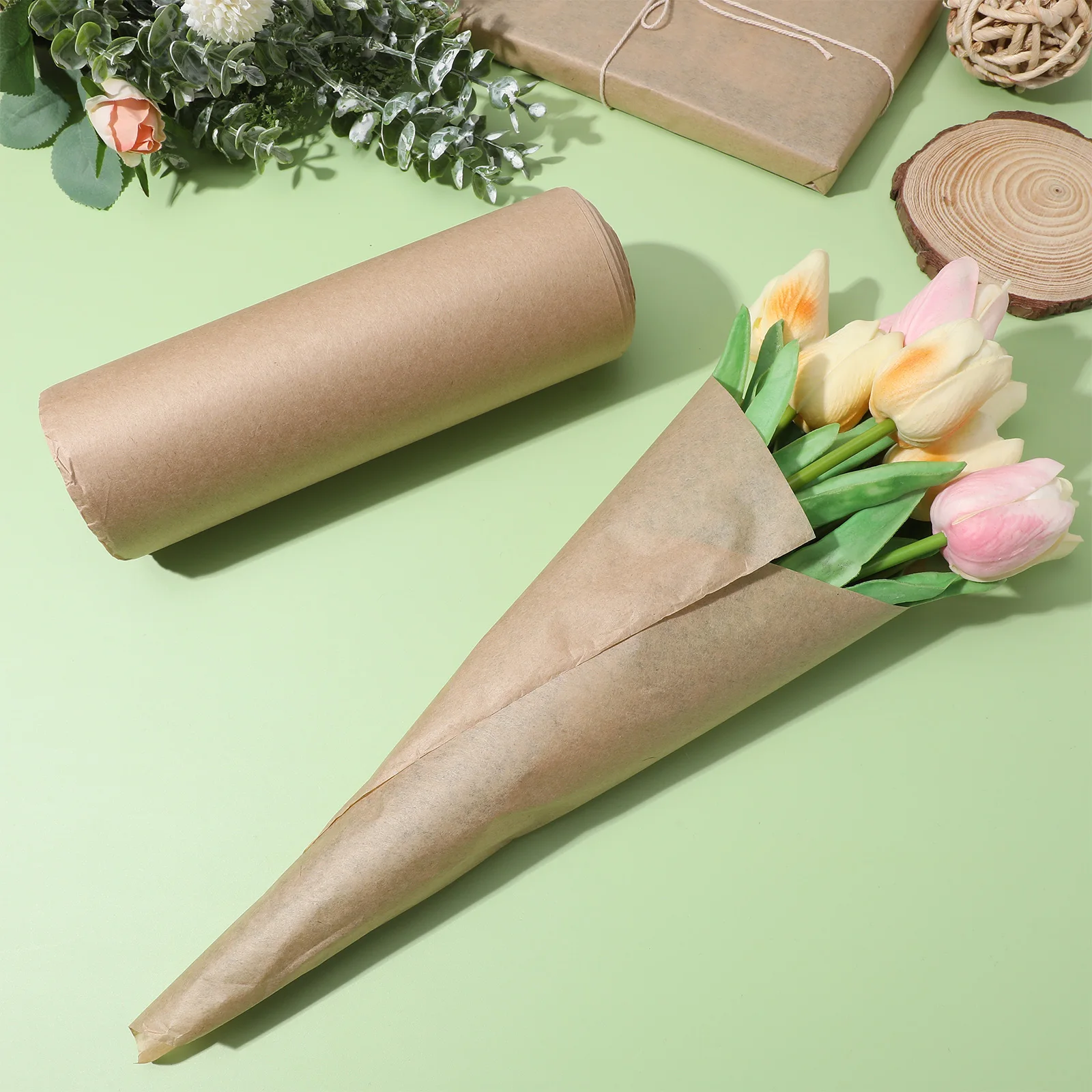 

Kraft Wrapping Brown Masking For Flower Bouquet Packaging Decorative Packing Material Large Size Tear Resistant Seamless Easy