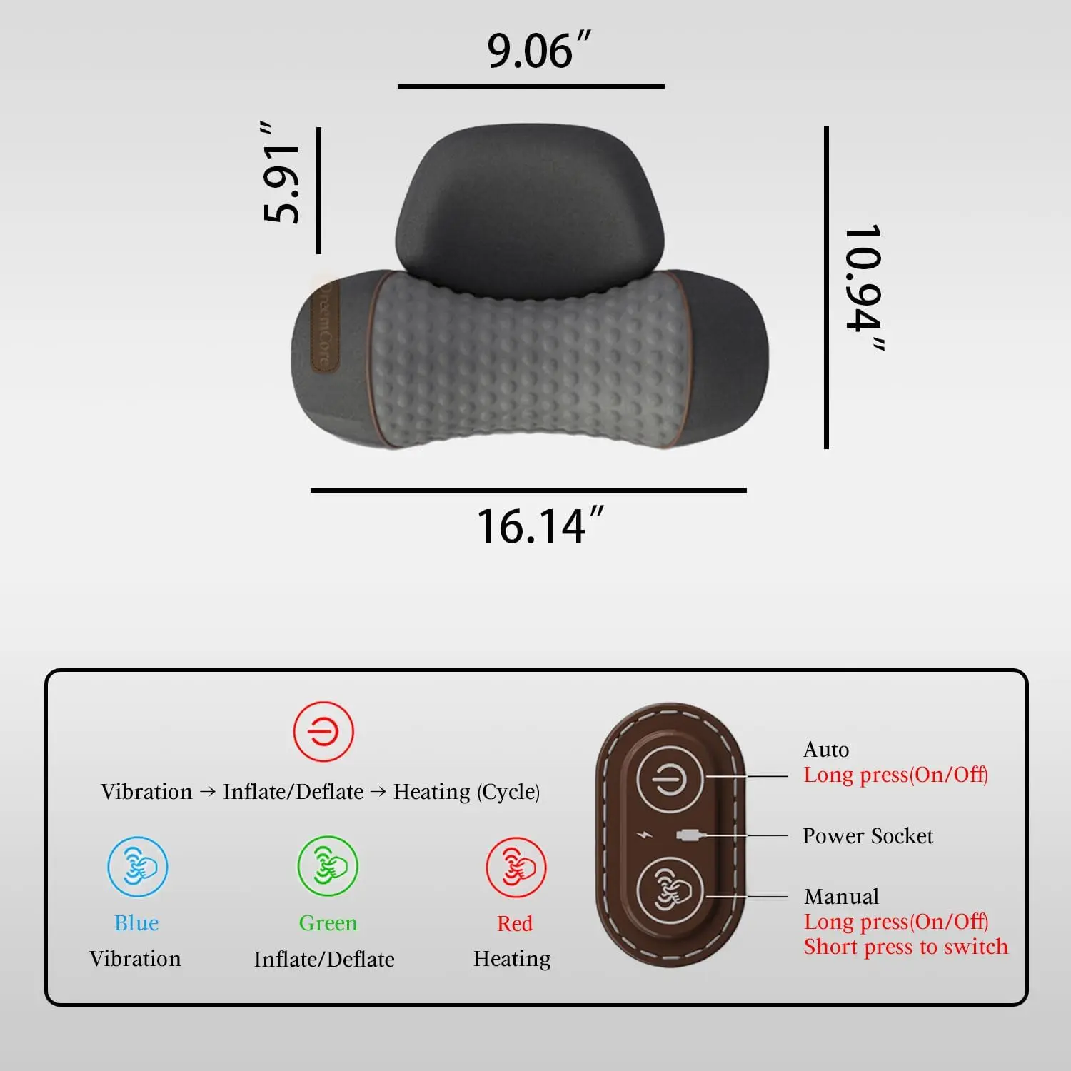 3-in-1 Neck Massager Pillow with Heating & Traction & Vibration, 3D Ergonomic Cervical Pillow for Neck Back Shoulder Pain Relief view 2