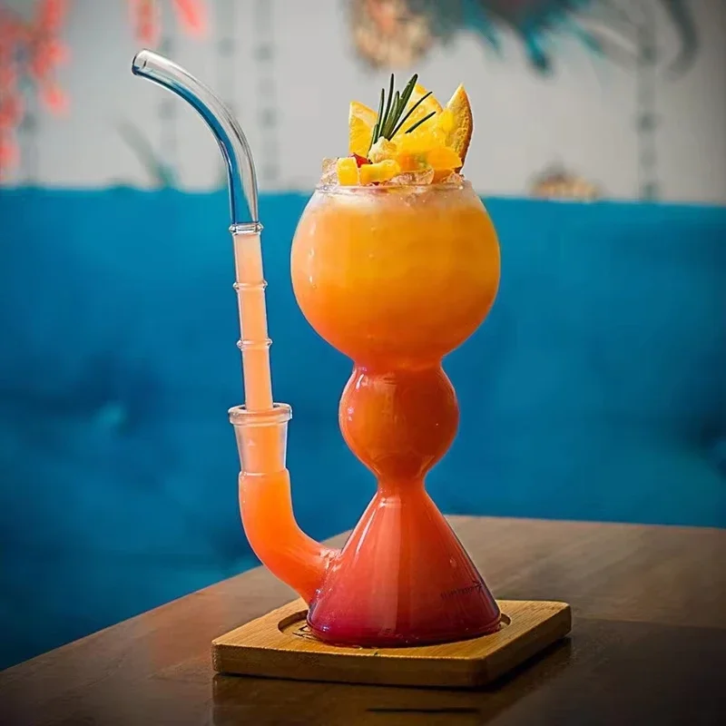 Transparent Absinthe Glass/Glass Cup with Straw/Cocktail Glass/High Borosilicate Heat-Resistant Glass Cup