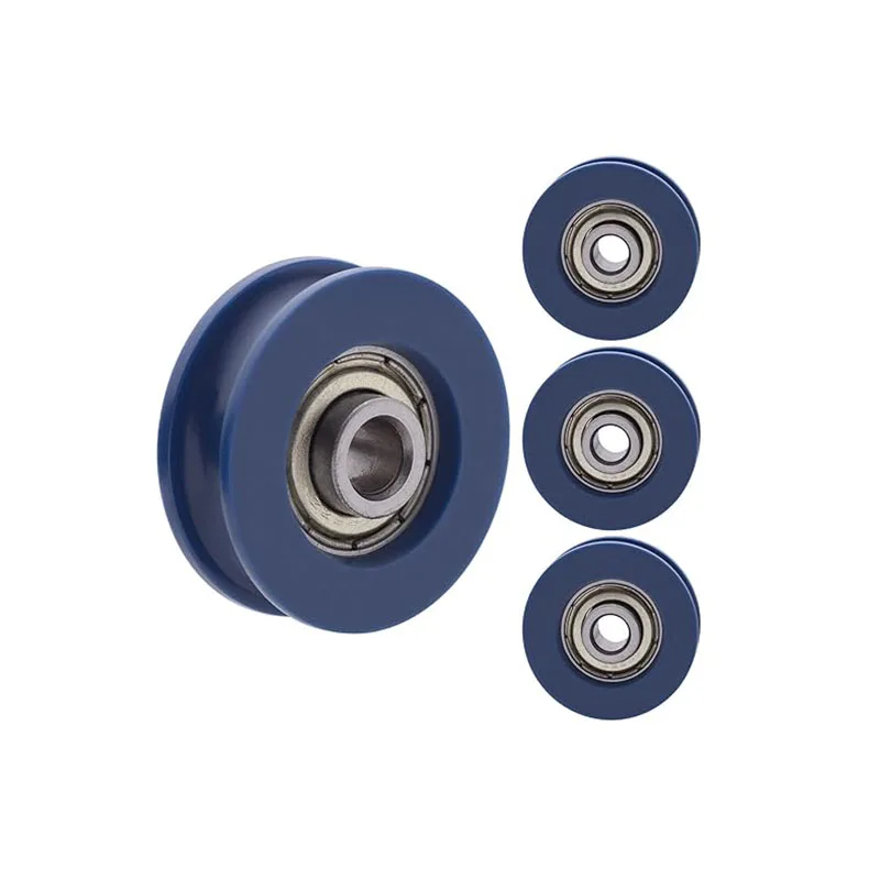 U Groove Pulley 4Pcs U-Groove 5x25.5x8.5mm Blue Roller Guide Wheel Nylon Guide Roller Wheel for Doors Windows Cabinets Drawers