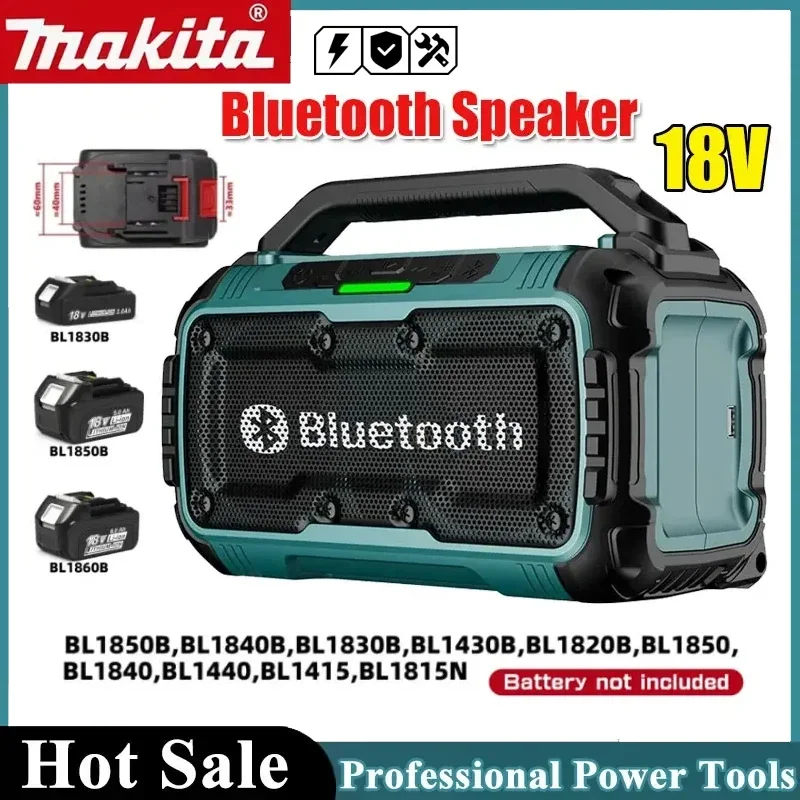 

Портативные беспроводные Bluetooth-колонки Makita с двойным сабвуфером, 3D-звуком для улицы, совместимые с DeWalt/Milwaukee