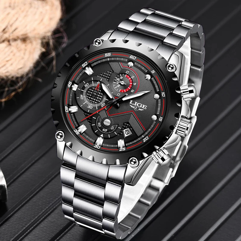 Top Brand LIGE orologi sportivi Casual per uomo orologio da polso grande in acciaio militare di lusso orologio da polso cronografo moda orologio da polso