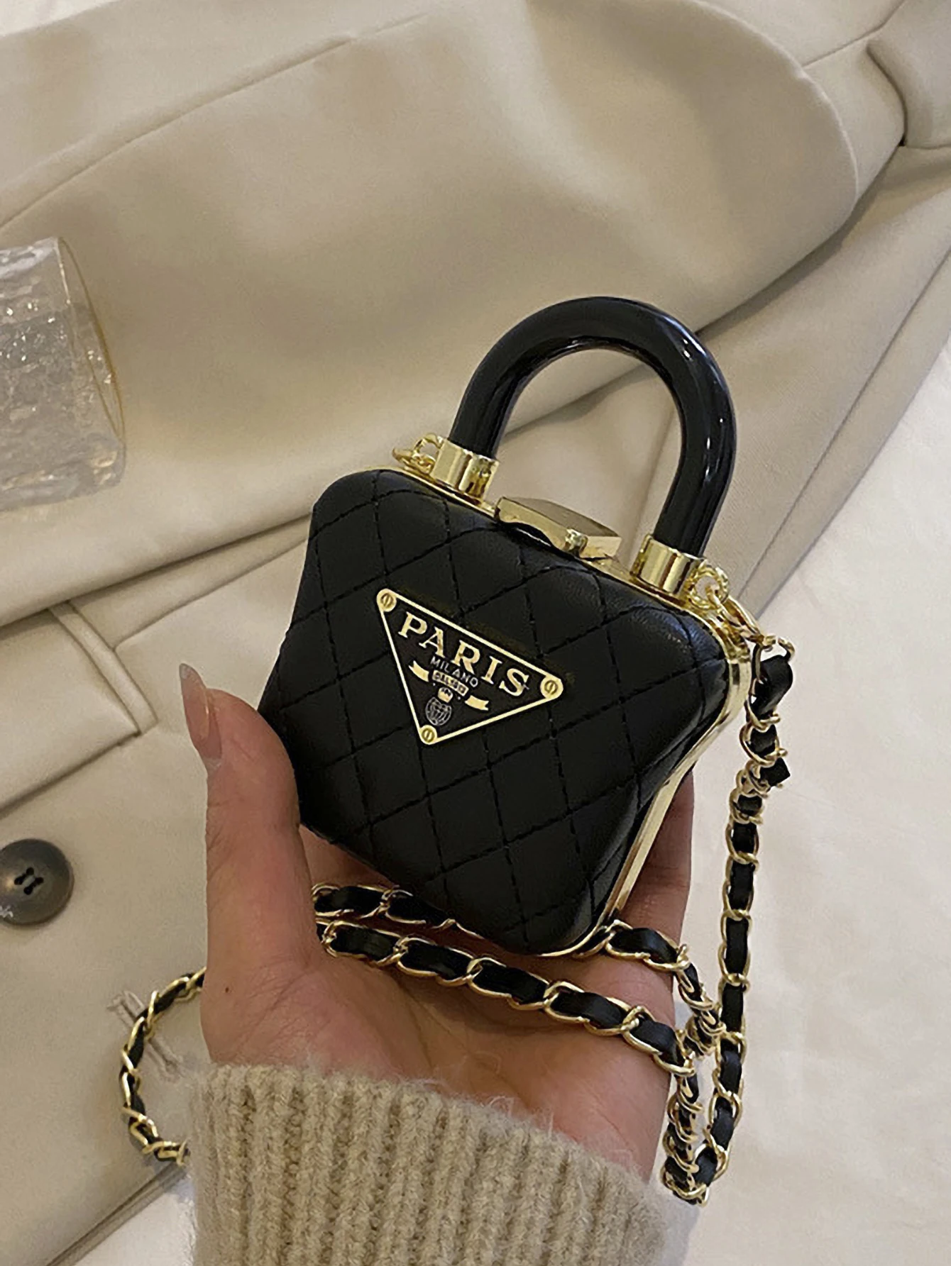 2025 새로운 미니 입 빨간 봉투 단색 PU 체인 미니 어깨 대각선 크로스 가방