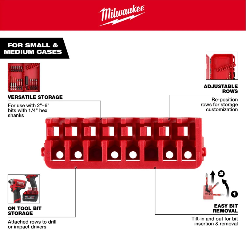 Milwaukee 48-32-9933 Small Medium Case Rows Drill Bit Bracket For Impact Driver Accessories 5PCS Tool Parts