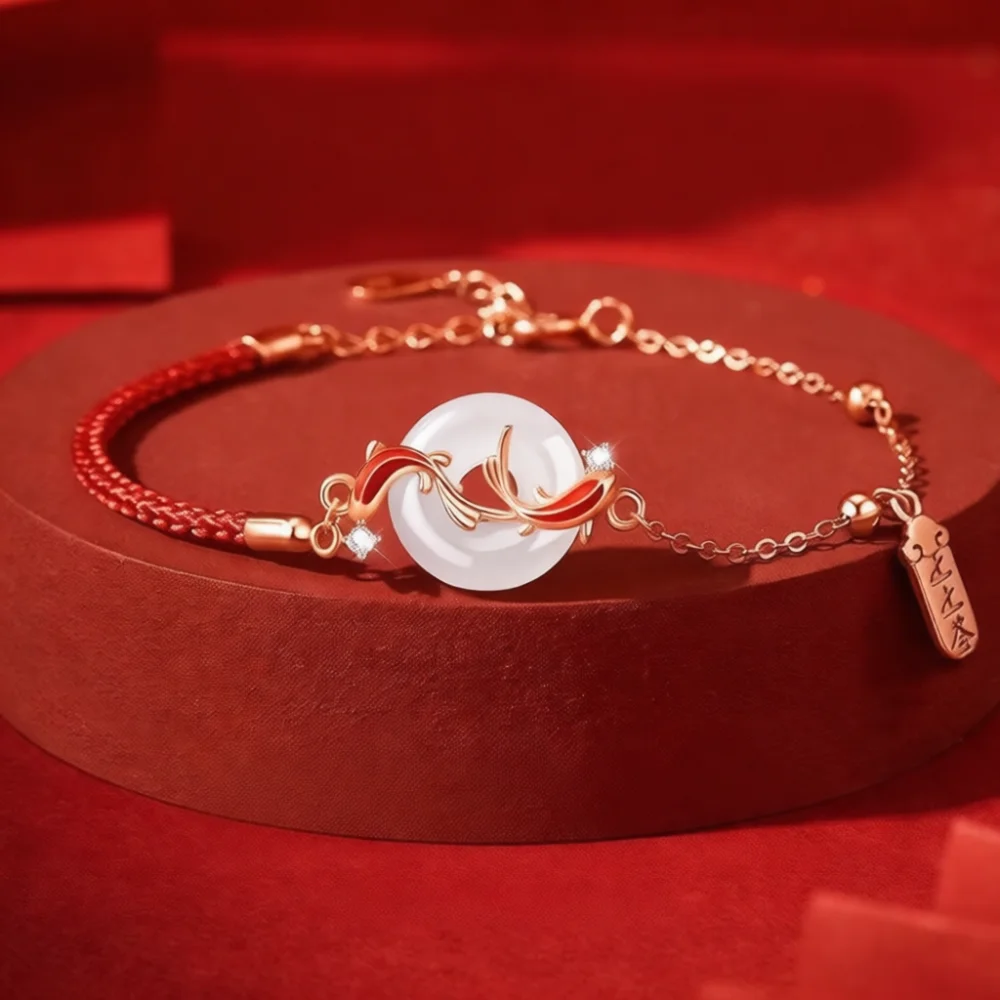 Lucky Koi Carp Pendant Necklace Peace Buckle Jewelry Luxury Aesthetic Design Fashion Gift Sweet Style Clavicle Chain Accessory