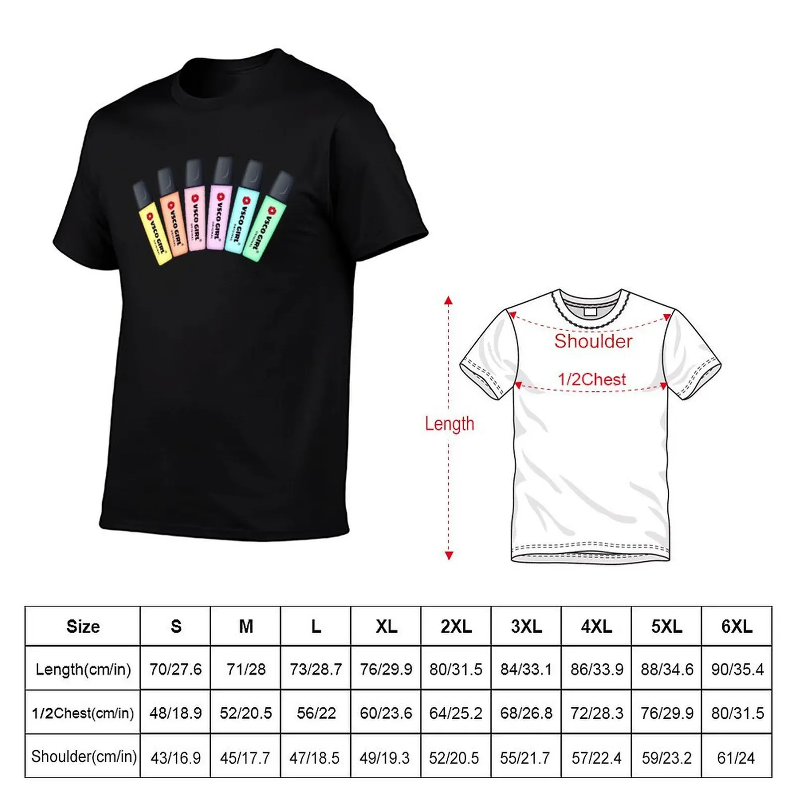 VSCO Highlighters T-Shirt custom shirt Aesthetic clothing graphic tee shirt blanks men clothes