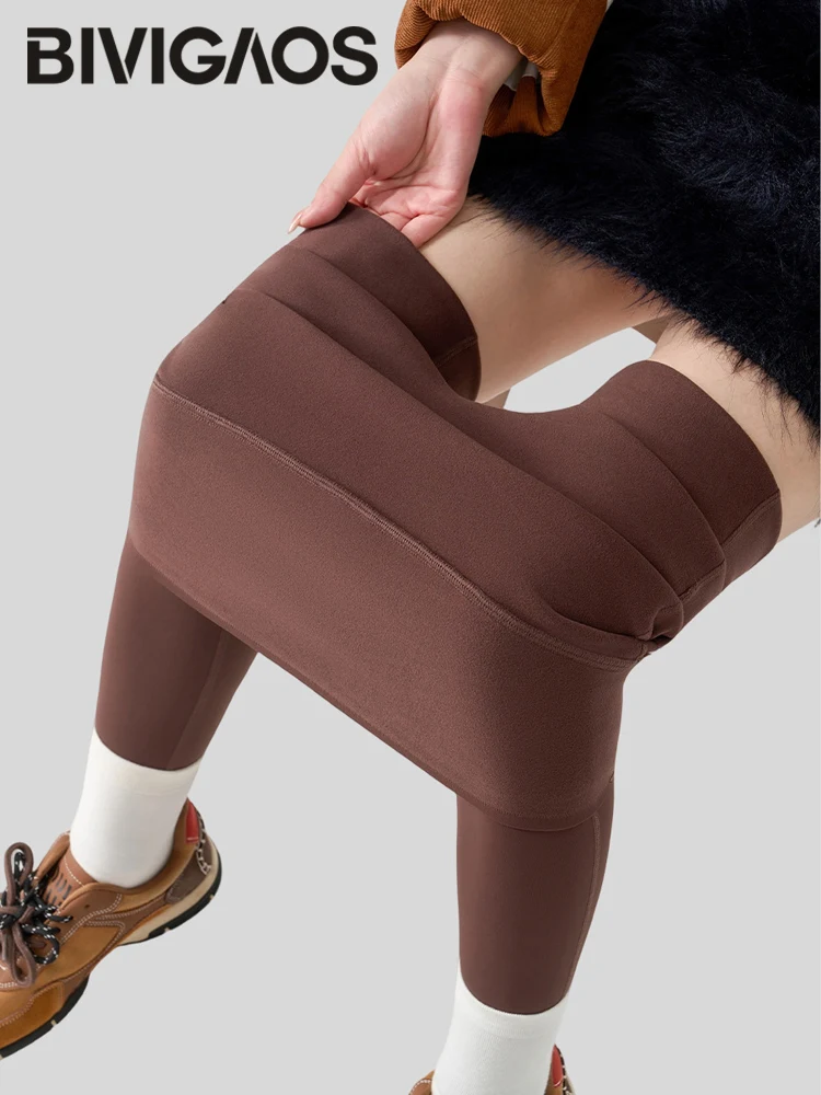 กางเกงเลกกิ้งโยคะ BIVIGAOS รุ่น Autumn Winter 3D ผ้า Sharkskin อุ่นสบาย สำหรับผู้หญิง ยืดหยุ่น กระชับรูปร่าง ผ้าขนแปรงนุ่มเบา เหมาะสำหรับออกกำลังกายและเล่นกีฬา