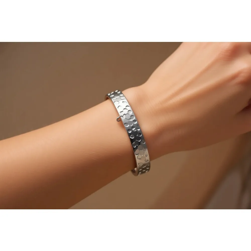 

Браслет-манжета из стерлингового серебра с чеканной текстурой, регулируемый, для женщин, элегантный, в стиле бохо-шик, подарок