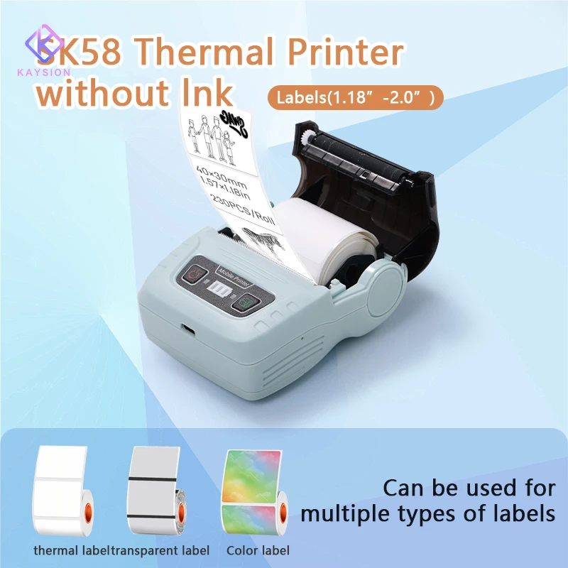 KAYSION Thermal Label Printer for Store/Express, Efficient Printing No Waiting with 6 Rolls Label Paper