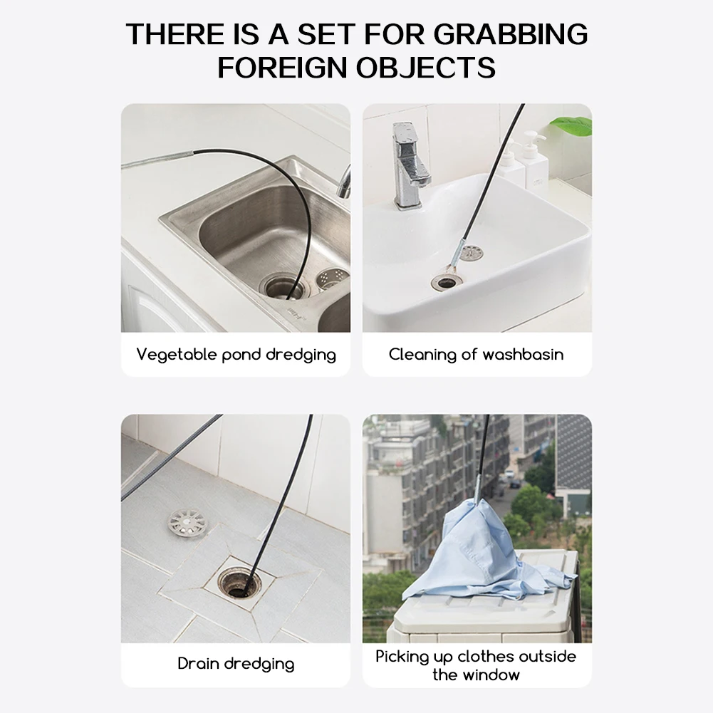 4 Claw Grabbers Tool For Deep Drain Retrieval Sewer Sink Tub Dredge Remover Hair Snag Retriever For Shower