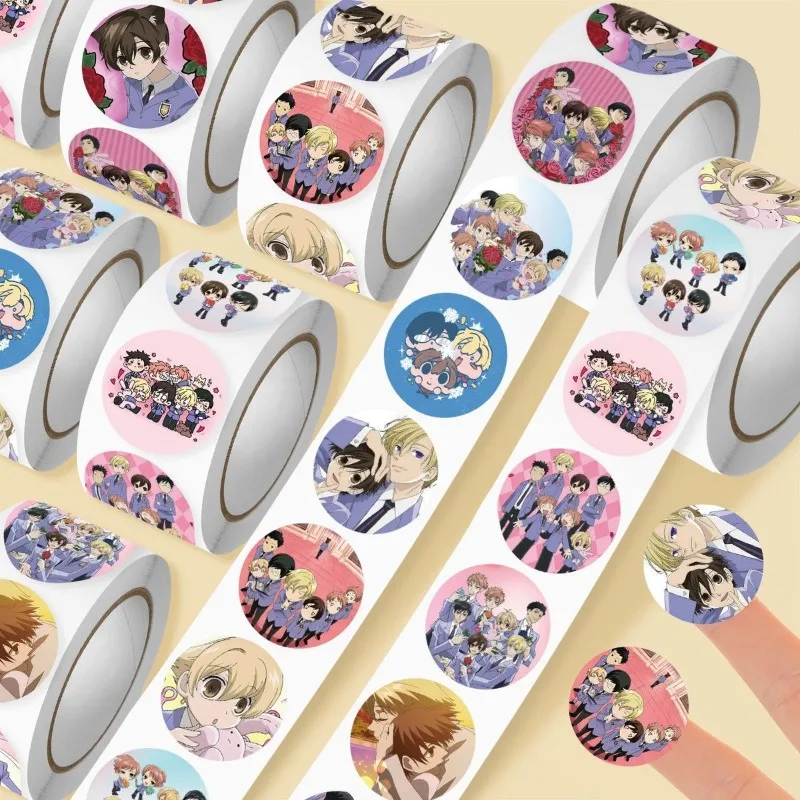 500pcs New Ouran High School Host Club Roll Stickers Anime Round Stickers DIY Notebook Water Bottle Decorative Stickers