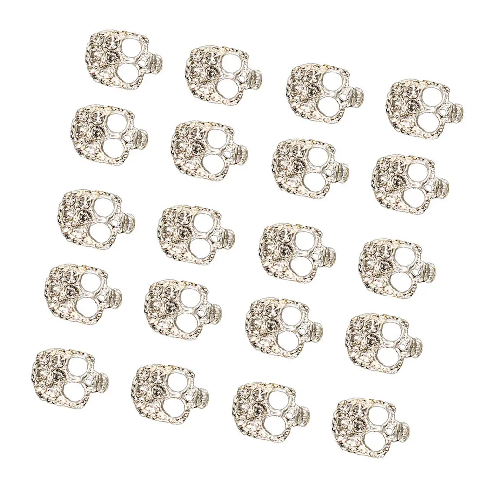 20pcs Skull Rhinestone Nail Art Decorations for DIY Manicure – Alloy Mask Crystal Nail Accessories